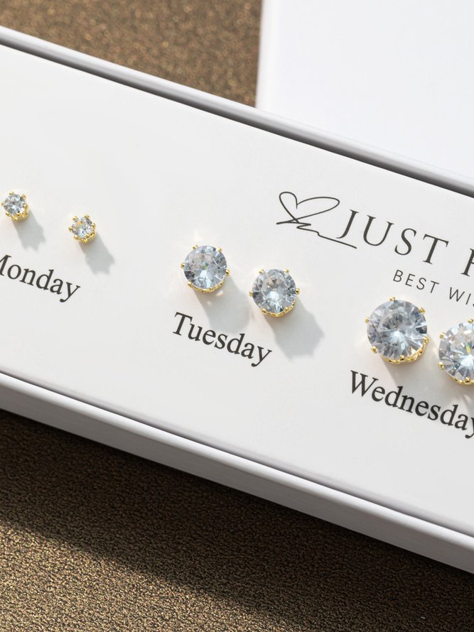 Everyday 5Pcs Diamond Stud Earrings Set Valentine's Day Party New Year Jewelry