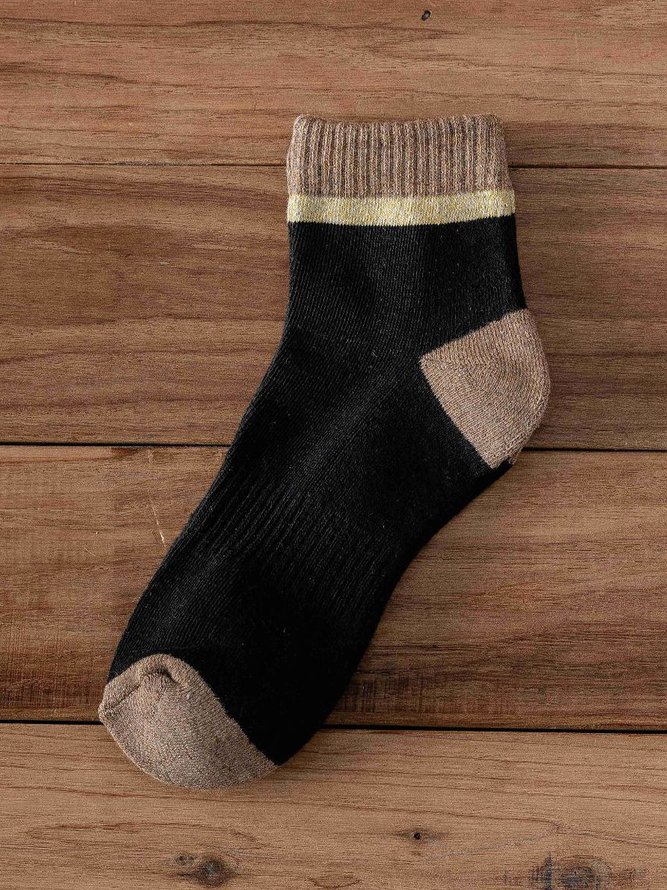 Casual Multicolor Striped Pattern Cotton Socks Daily Commuting Accessories