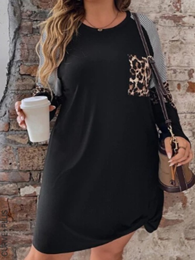 Plus Size Leopard Casual Regular Fit Dress