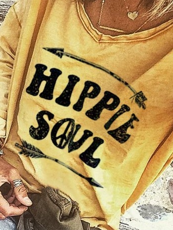 Plus Size Casual Long Sleeve Letter T-shirt