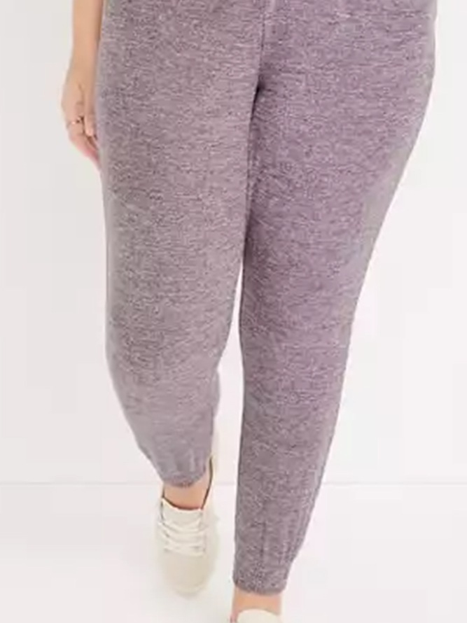 Plus Size Casual Pink Plain Sweatpants