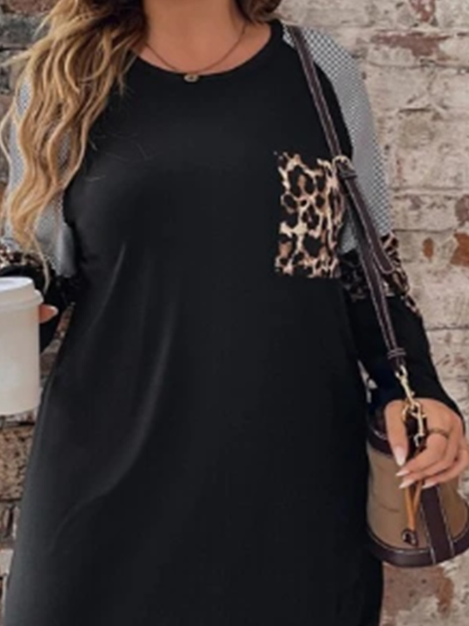 Plus Size Leopard Casual Regular Fit Dress