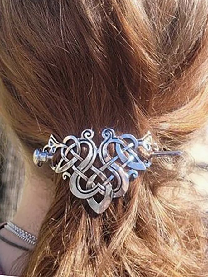 Vintage Silver Viking Pattern Hairpin Headdress Ethnic Jewelry