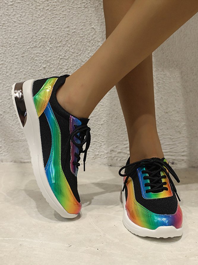 Rainbow Ombre Contrast Panel Sneakers