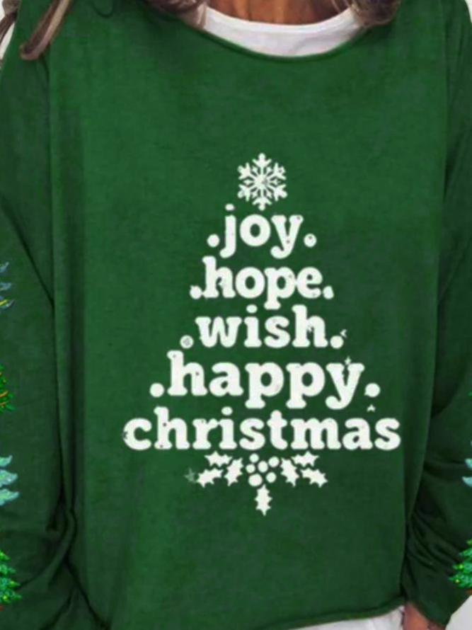 Christmas Long sleeve Jersey Loose Text Letters Casual Sweatshirt Xmas Hoodies