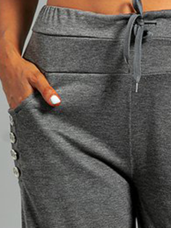 Plus Size Casual Cotton Blends Plain Sports Sports Pants