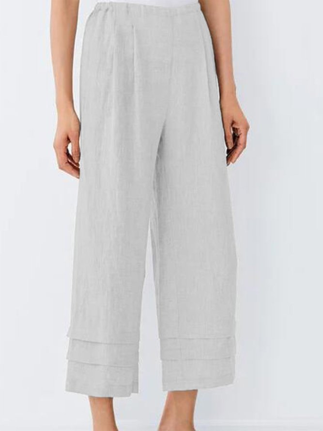 Plus Size Simple & Basic Cotton-Blend Pants