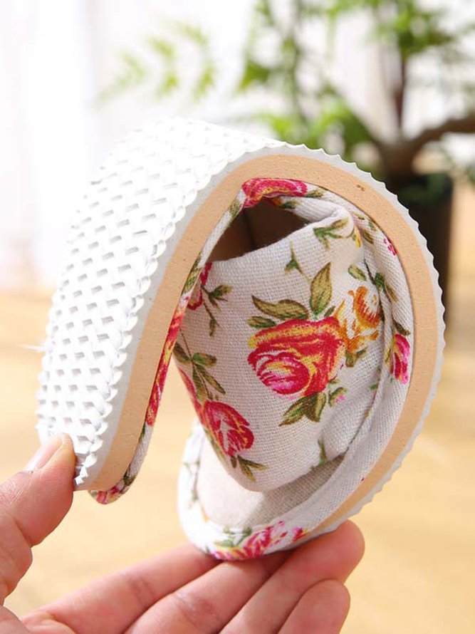 Rose Cat Alphabet Sailboat Print Indoor Non-slip Linen Slippers