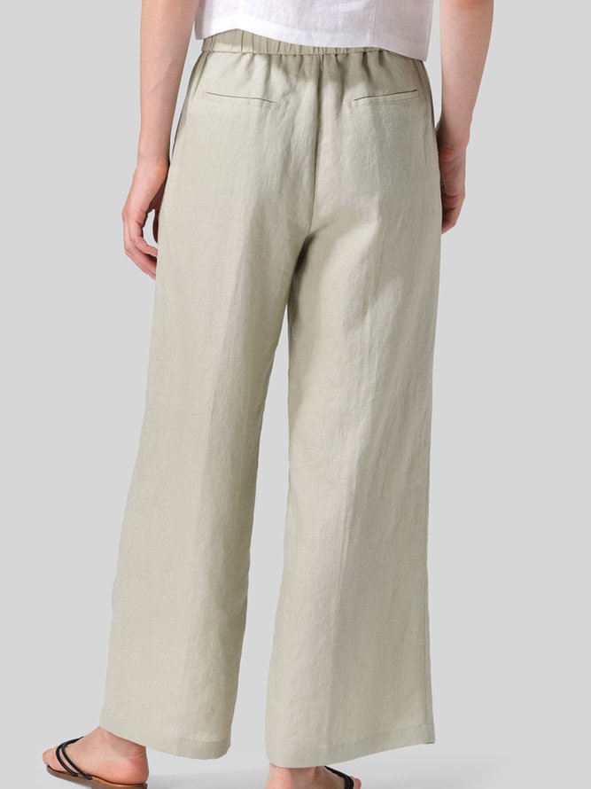 Plain Casual Cotton Loose Casual Pants
