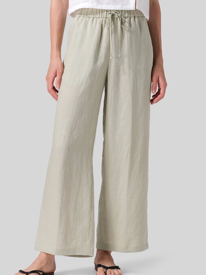 Plain Casual Cotton Loose Casual Pants