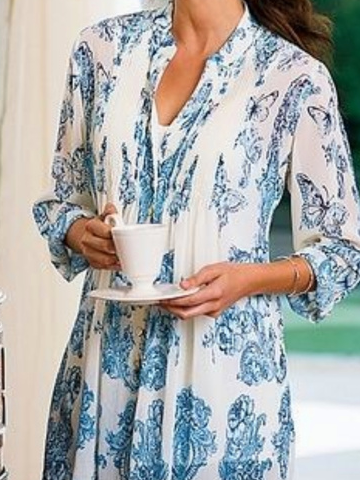 Vacation Long sleeve Floral Top TUNIC