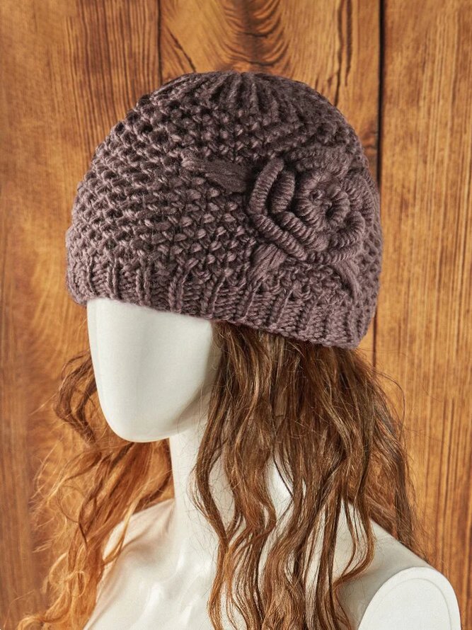 3D Flower Knitted Warm Hat
