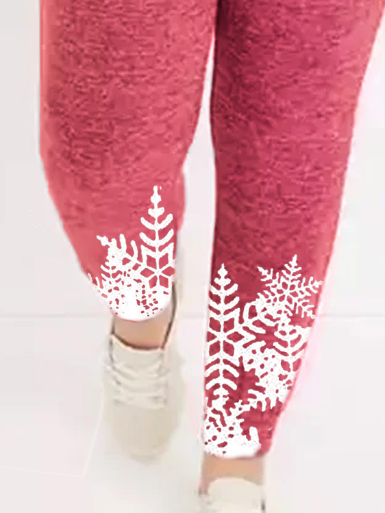Plus Size Loose Snowflake Casual Casual Pants