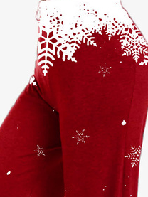 Plus Size Christmas Snowflake Jersey Casual Casual Pants