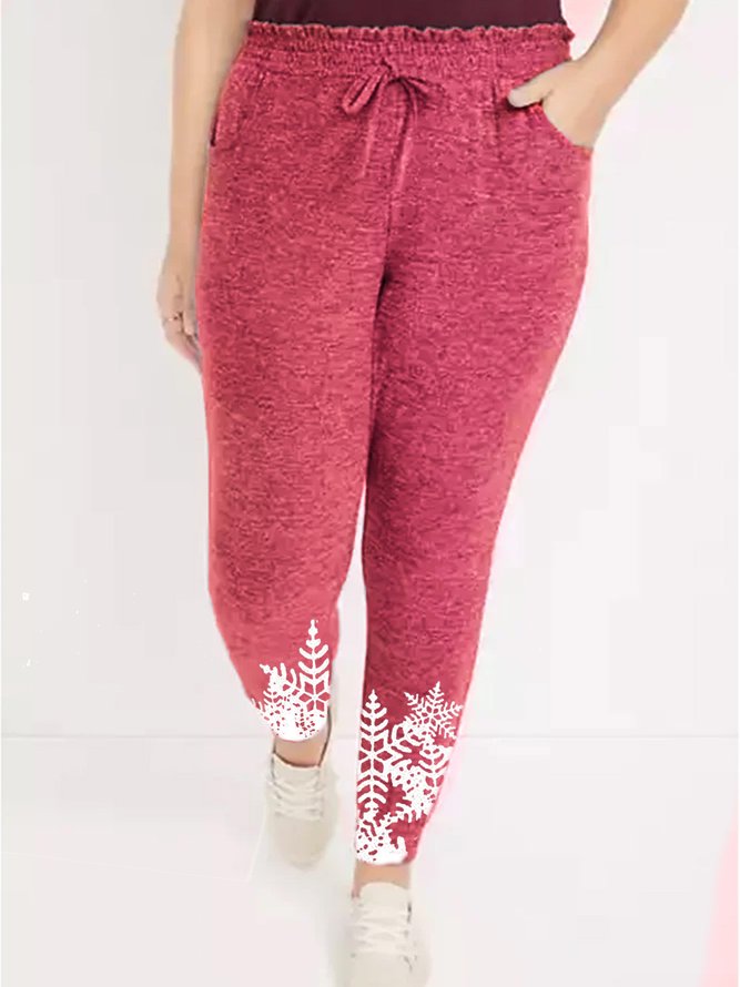 Plus Size Loose Snowflake Casual Casual Pants