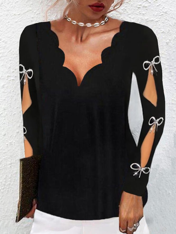 Casual Plain Long sleeve T-Shirt