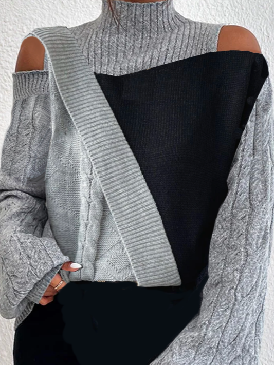 Regular Fit Wool/Knitting Color Block Sweater