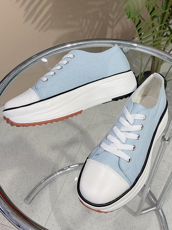 Lightweight Platform Casual Lace-Up Canvas Shoes