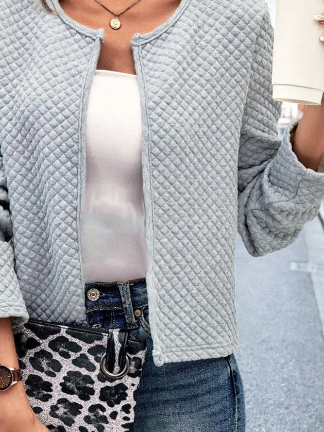 Crew Neck Casual Cotton-Blend Loose Jacket