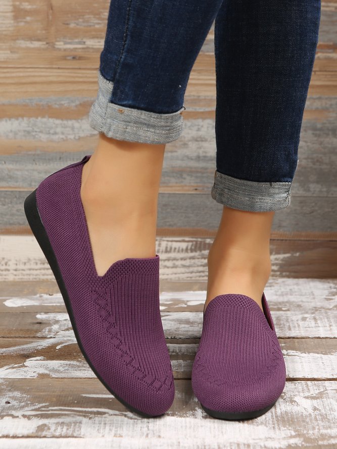 Breathable Mesh Fabric  Casual Slip On Flat Shoes