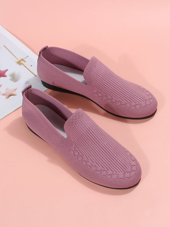 Breathable Mesh Fabric  Casual Slip On Flat Shoes