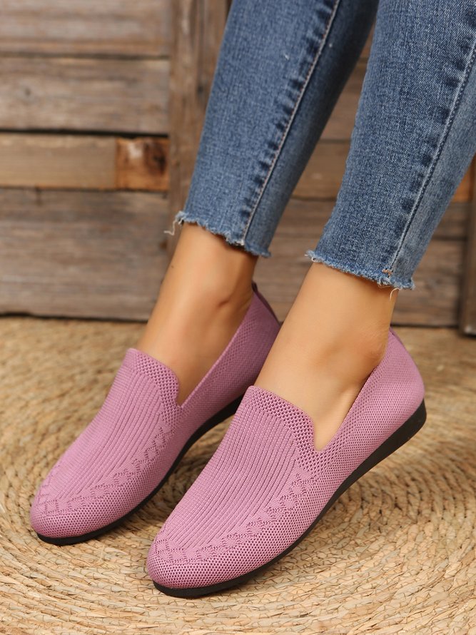 Breathable Mesh Fabric  Casual Slip On Flat Shoes