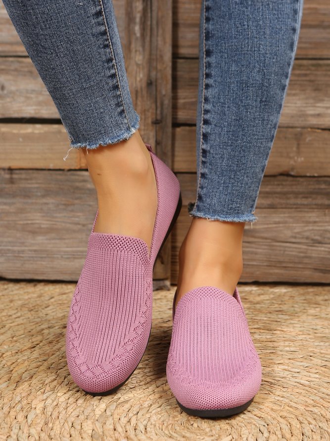 Breathable Mesh Fabric  Casual Slip On Flat Shoes