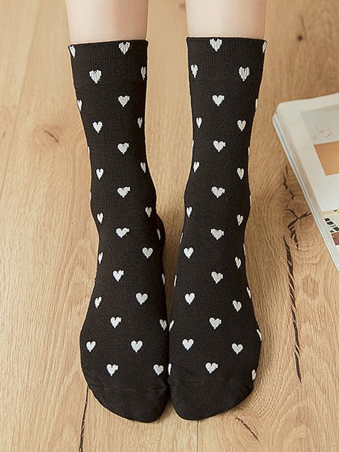 Casual Little Heart Pattern High Stretch Cotton Socks Valentine's Day New Year Daily Accessories