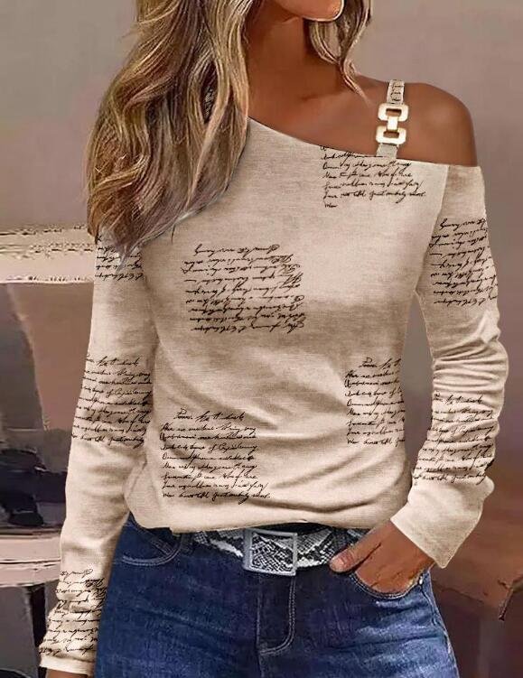 Casual Text Letters Loose Metal T-Shirt