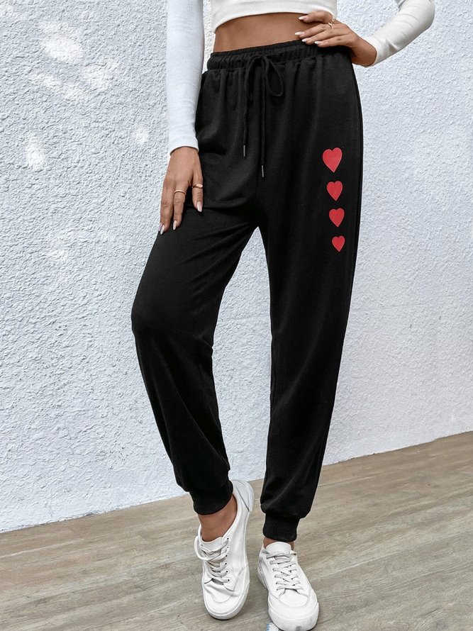 Casual Heart/Cordate Jersey Drawcord Sweatpants