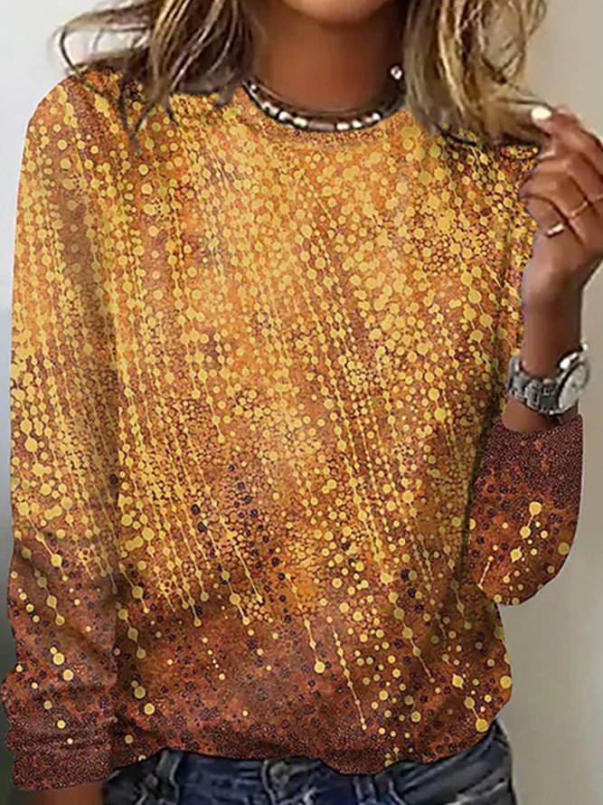 Casual Crew Neck Abstract Jersey T-Shirt