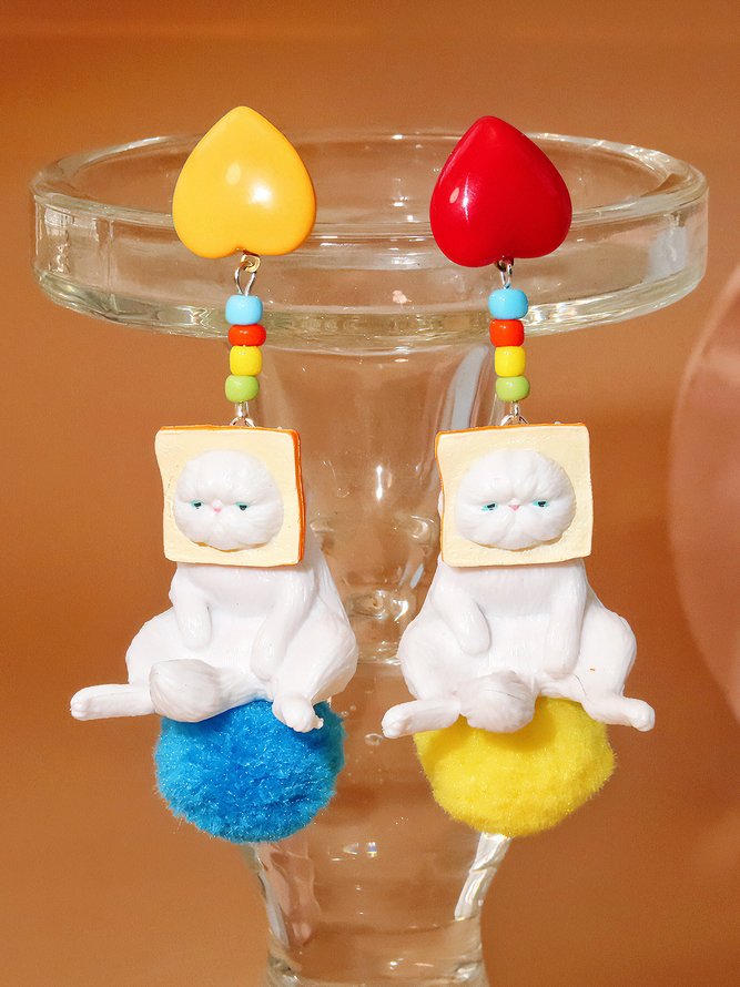 Casual Fun Cat Plush Earrings Daily Party Festival Matching Jewelry
