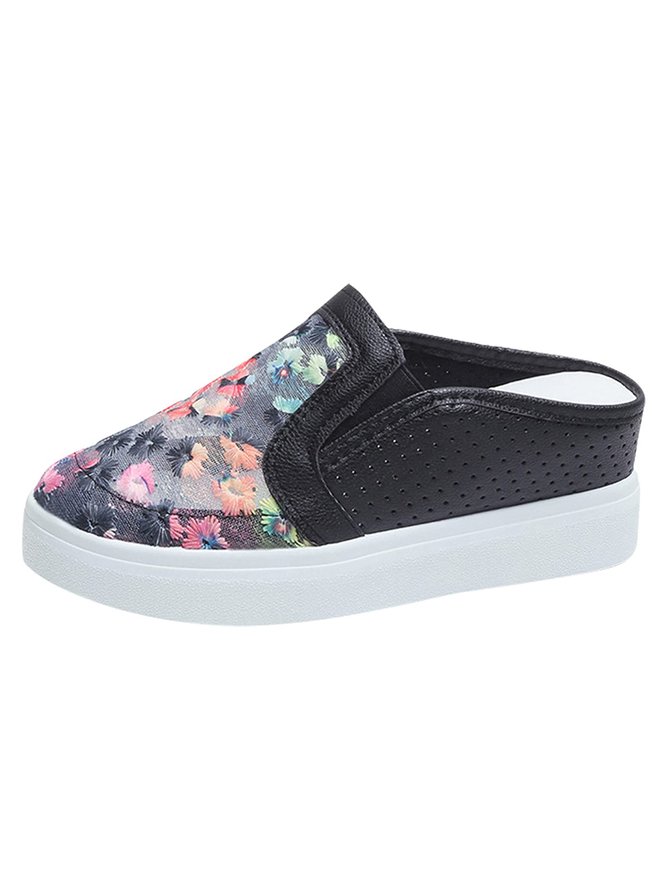 Floral Mesh Hollow Out Inner Height Increasing Shoes