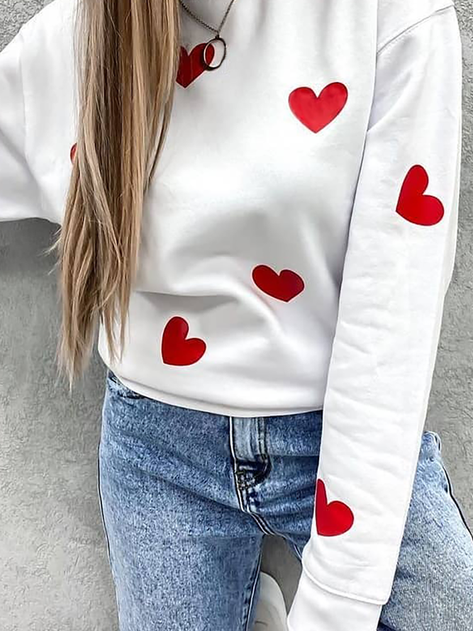 Heart Printed Casual Sweatshirt