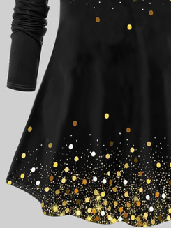 Plus Size Abstract Polka Dots Elegant Loose Dress