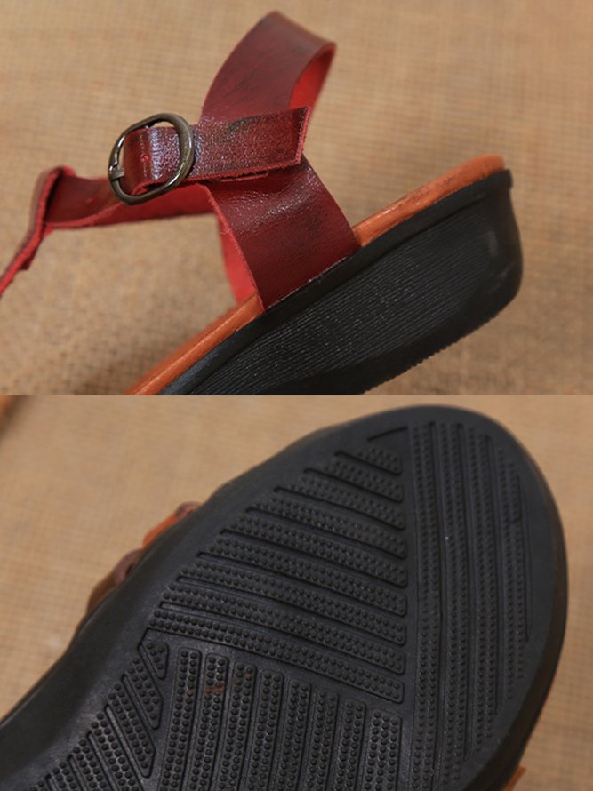 Color Block Adjustable Buckle Sandals