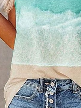 Plus Size Sea 3D Printing Vacation Casual Loosen Crew Neck Short Sleeve T-Shirt