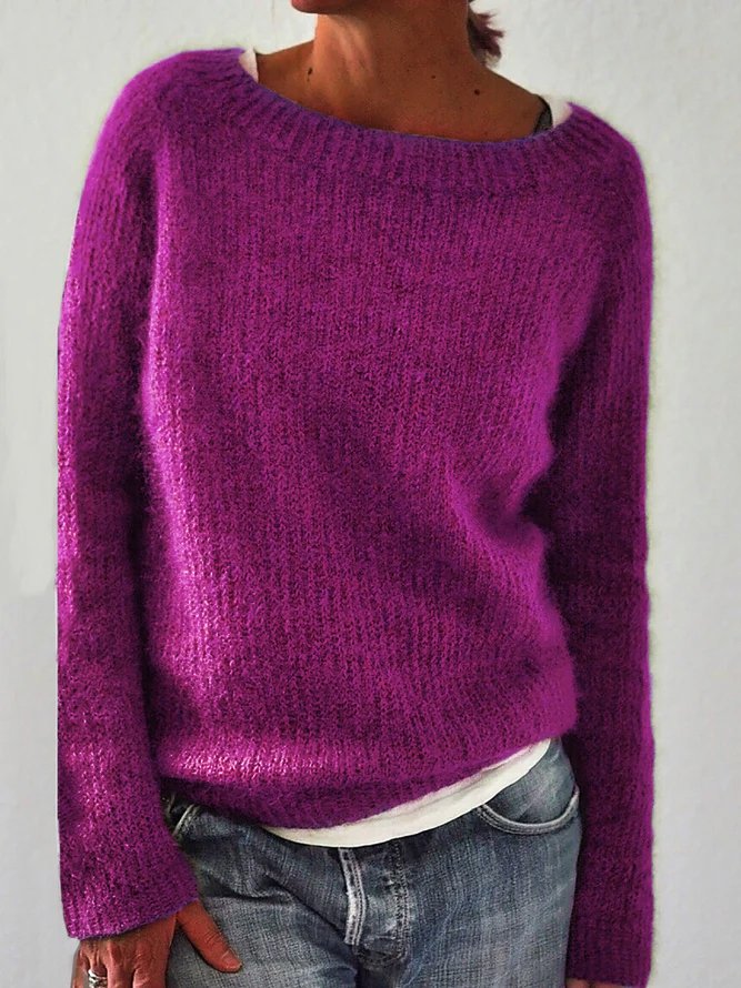 Solid Knitted Sweater Pullovers Jumpers
