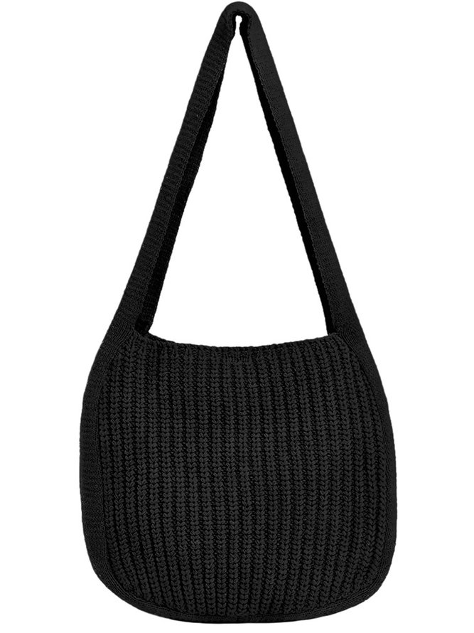Solid Color Knit Large Capacity Shoulder Bag