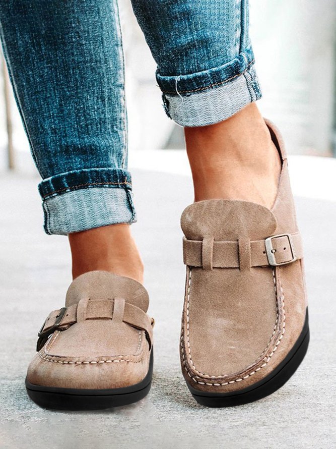 Buckle Decor Comfy Sole Flat Mules