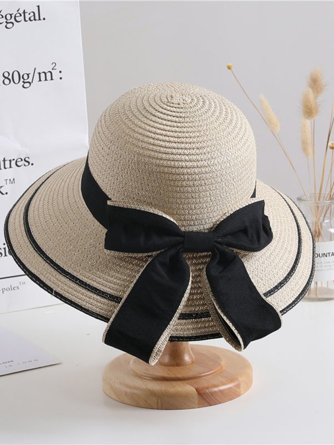 Large edge sun protection sunshade bow sun hat