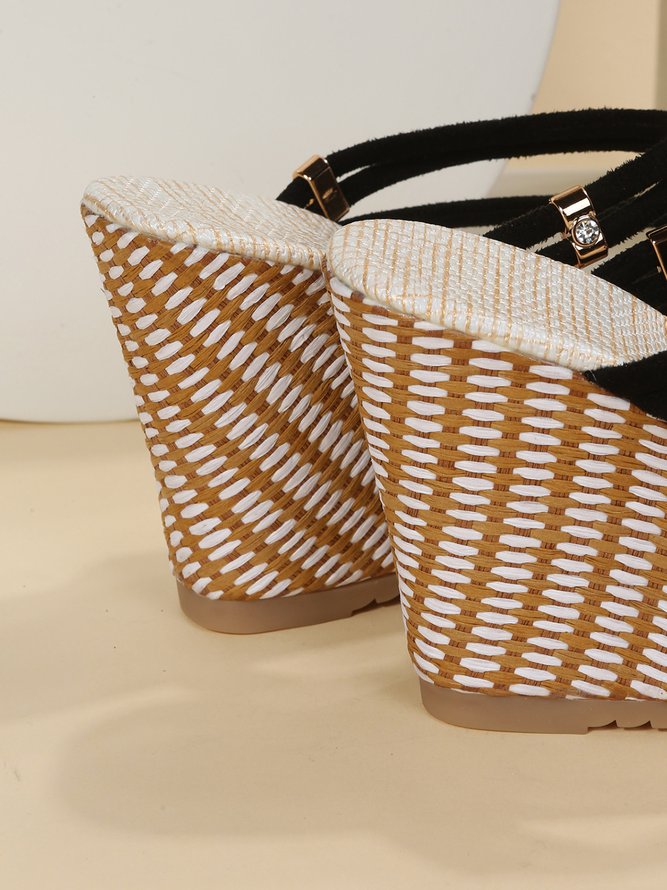 Casual plain fish mouth wedge sandals