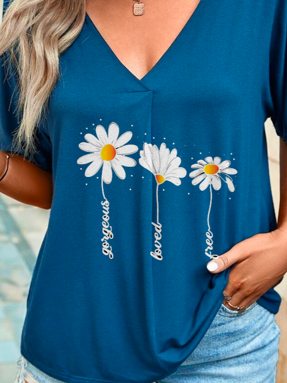 Daisy Loose Casual Jersey T-Shirt