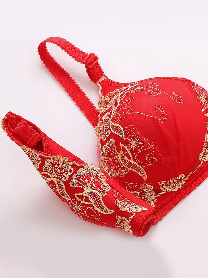 Contrast Lace Embroidered Bra