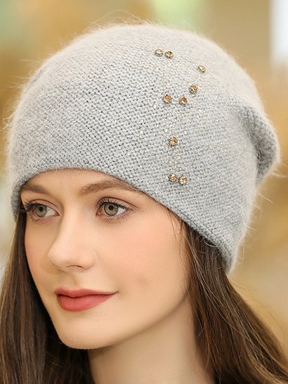 Casual Diamond Floral High Stretch Cotton Beanie Daily Commuting Home Accessories