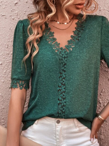 Casual Lace Loose Jersey T-Shirt
