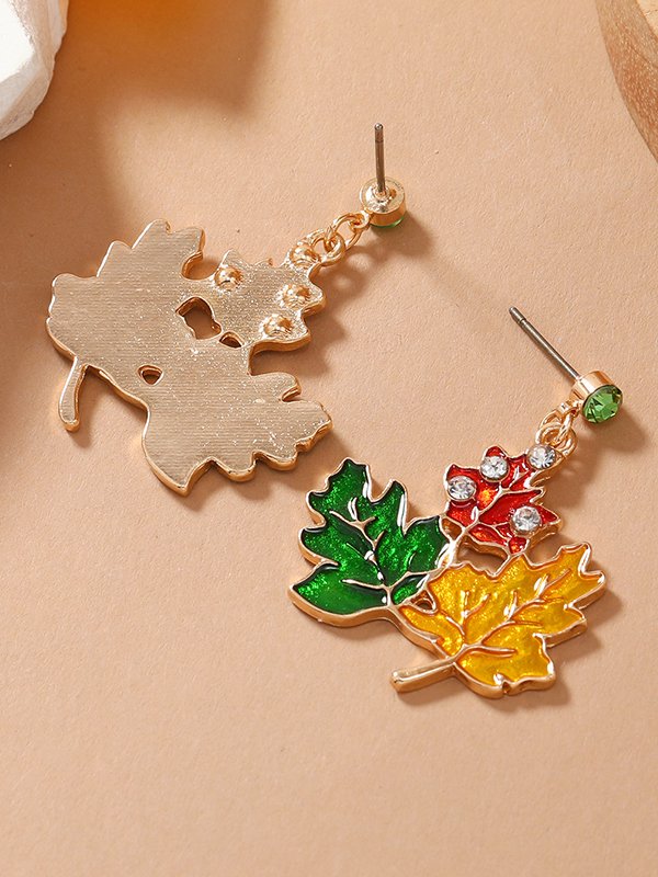 Casual Contrasting Leaf Maple Earrings Boho Vintage Everyday Jewelry