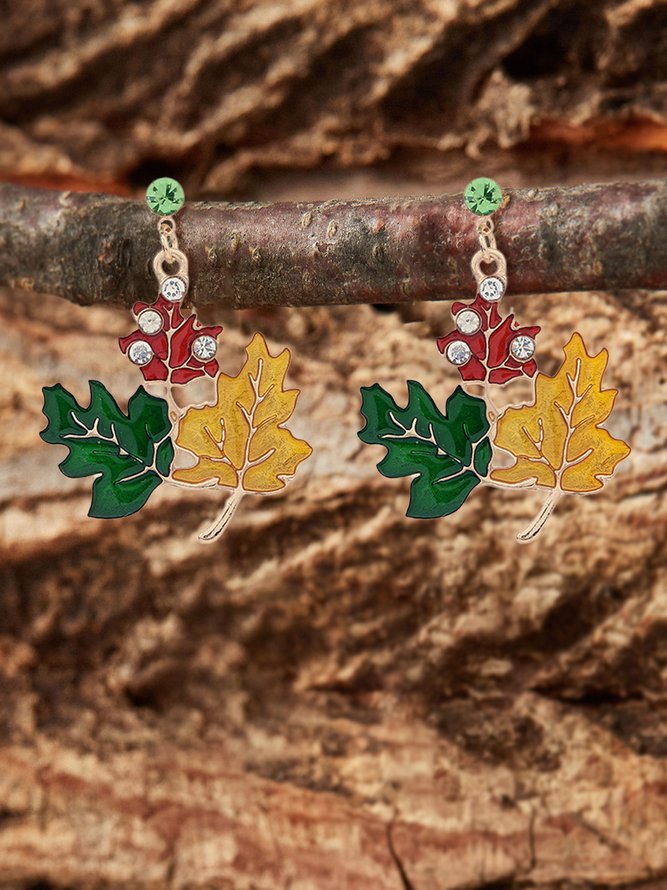 Casual Contrasting Leaf Maple Earrings Boho Vintage Everyday Jewelry