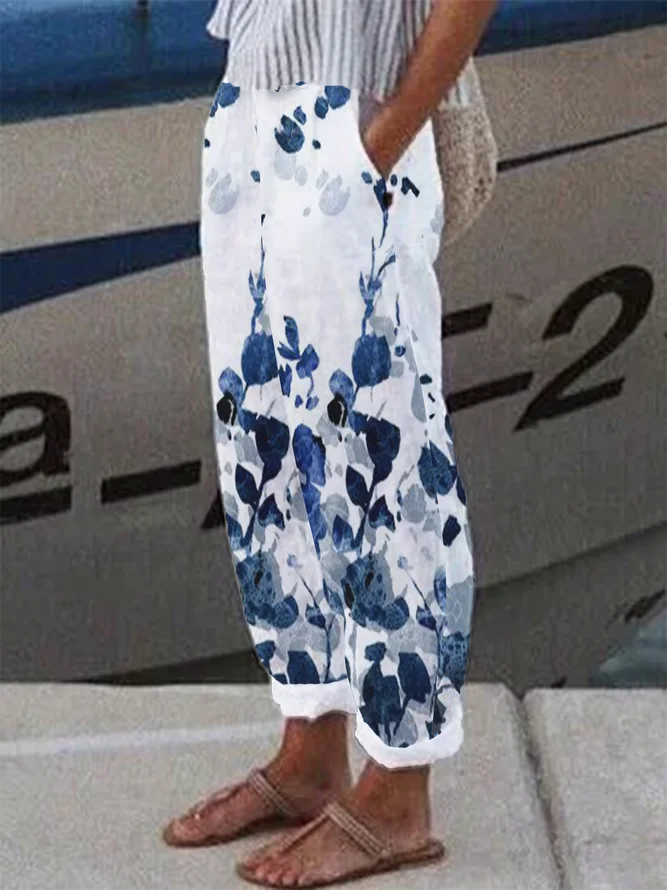 Plus Size Loose Casual Floral Pants