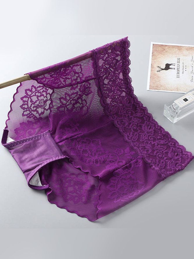 Sexy Lace Mid Waist Briefs